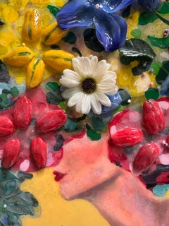 Flower Power: Mixed Media on Canvas with Resin, Contemporary Figurative