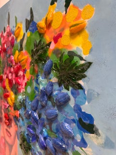 Stop and Smell the Roses: Mixed Media on Canvas, Contemporary Figurative