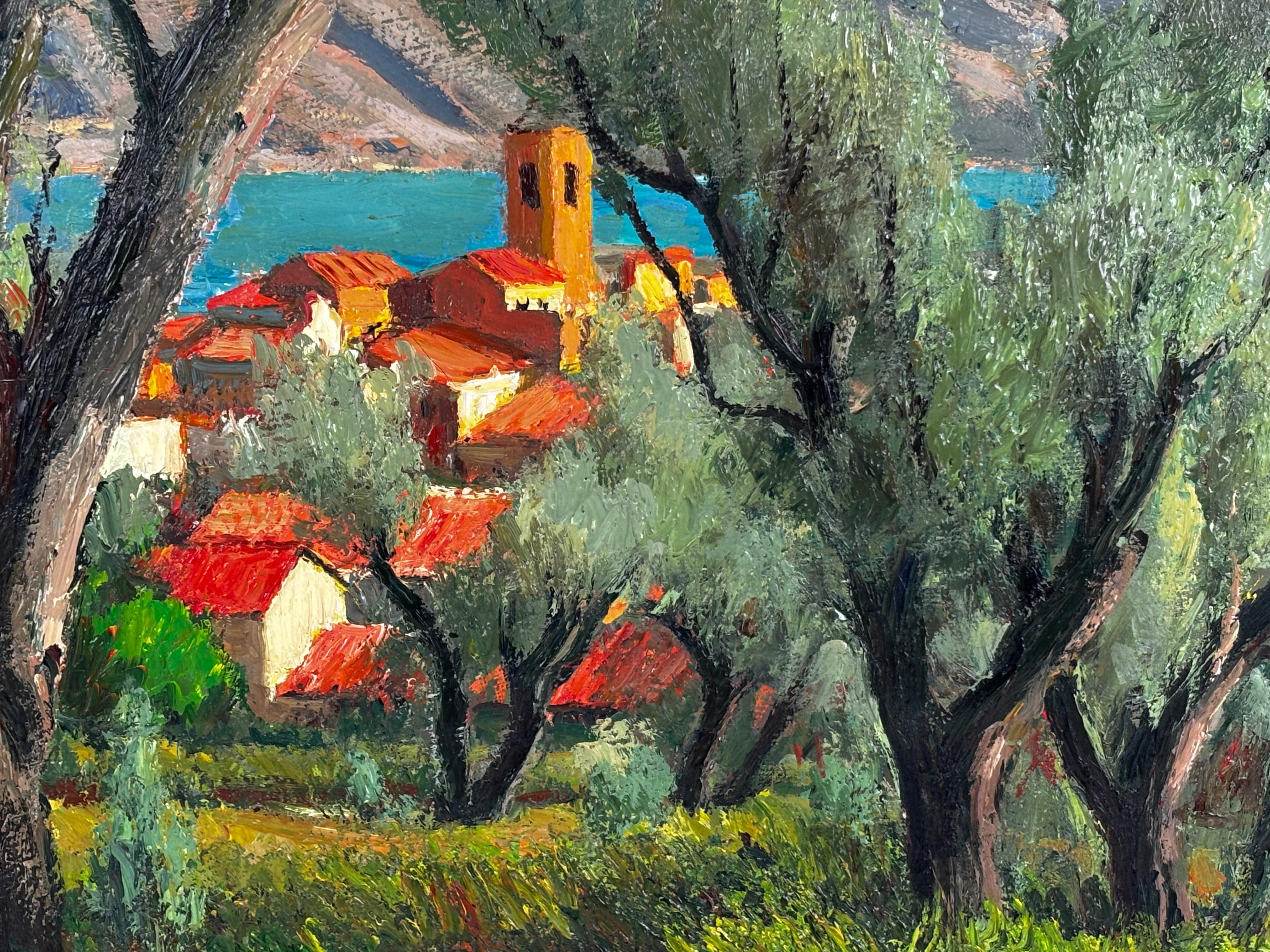 Enric Porta Mestre, 'Mediterranean Village Landscape', Oil on Canvas, 20th Centu For Sale 2
