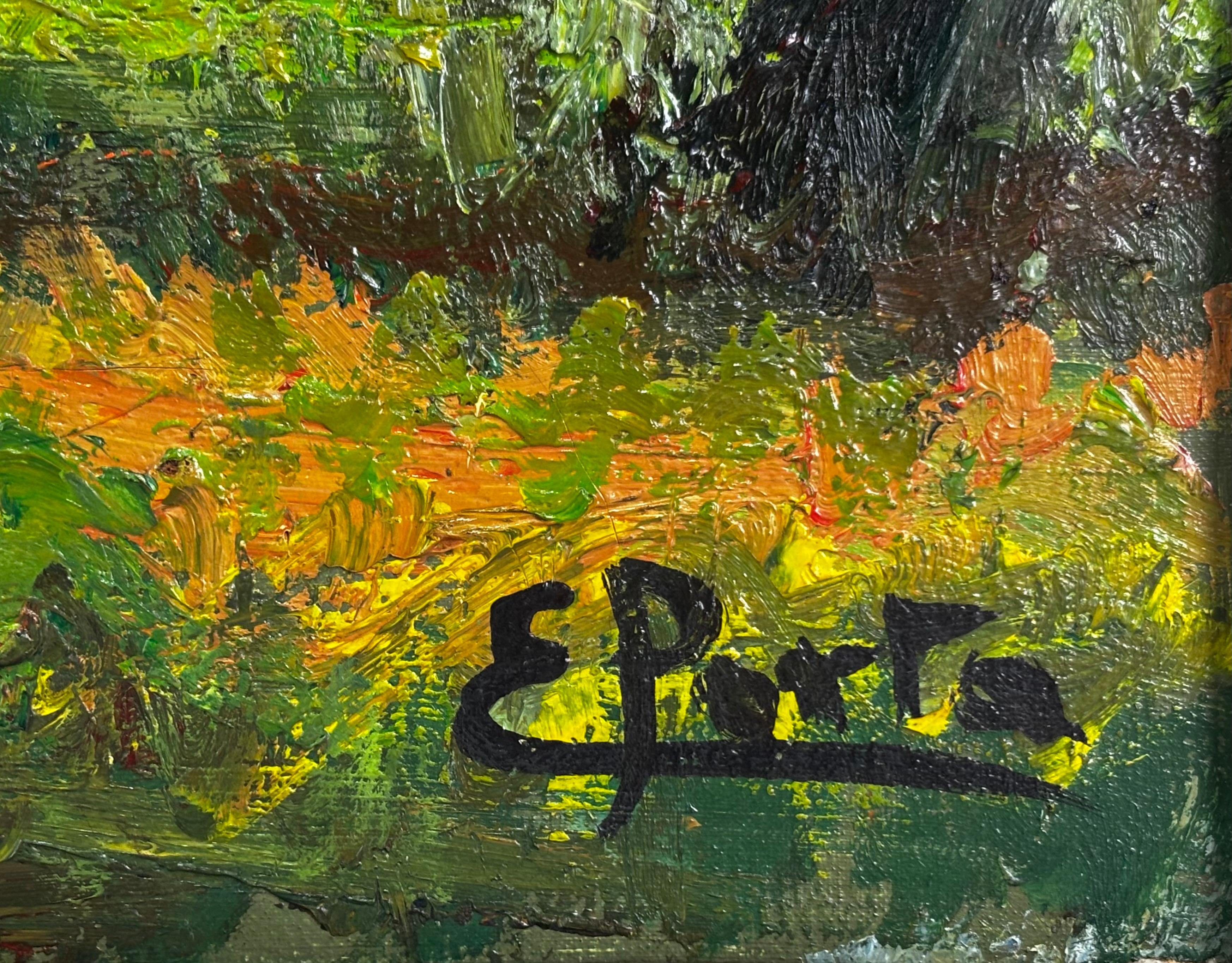 Enric Porta Mestre, 'Mediterranean Village Landscape', Oil on Canvas, 20th Centu For Sale 7