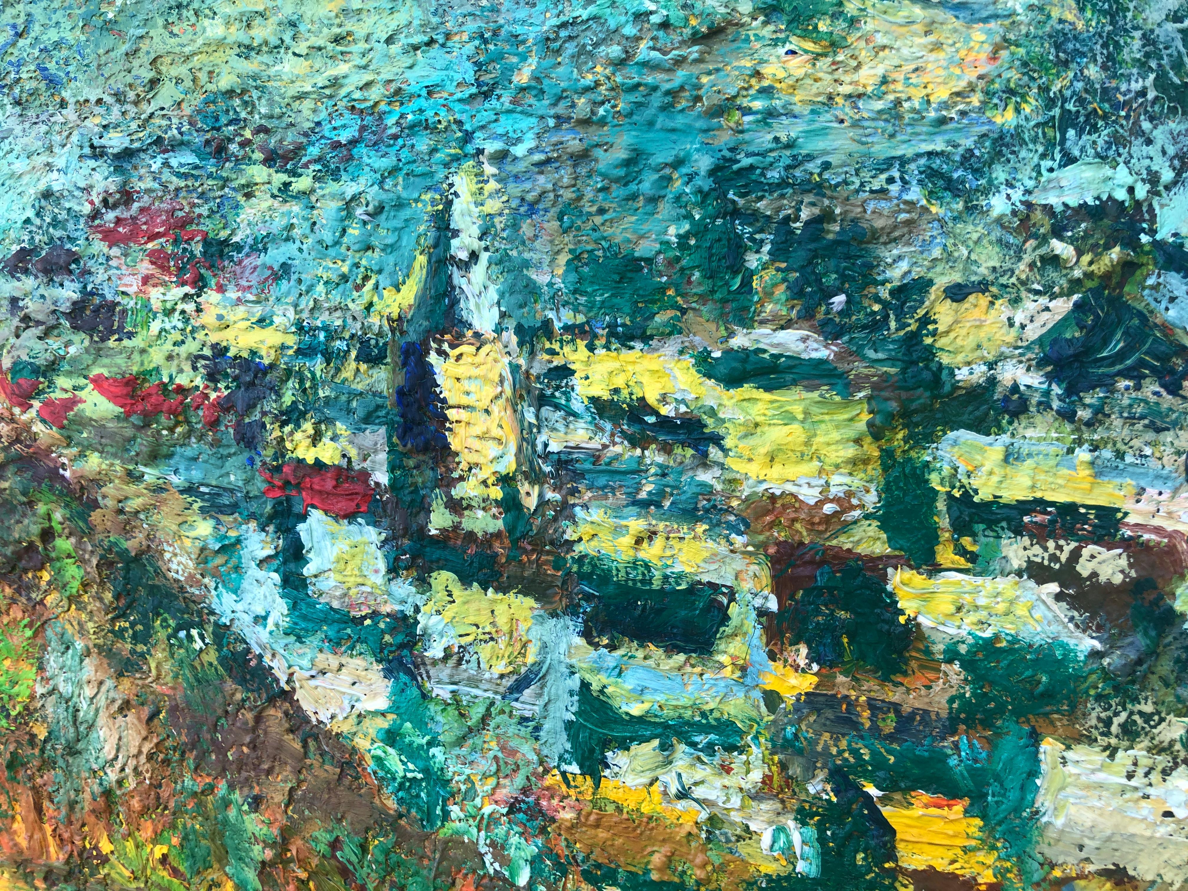 Berger dans les Pyrénées Espagne huile sur toile peinture paysage espagnol Europe - Gris Landscape Painting par Enric Porta Mestre