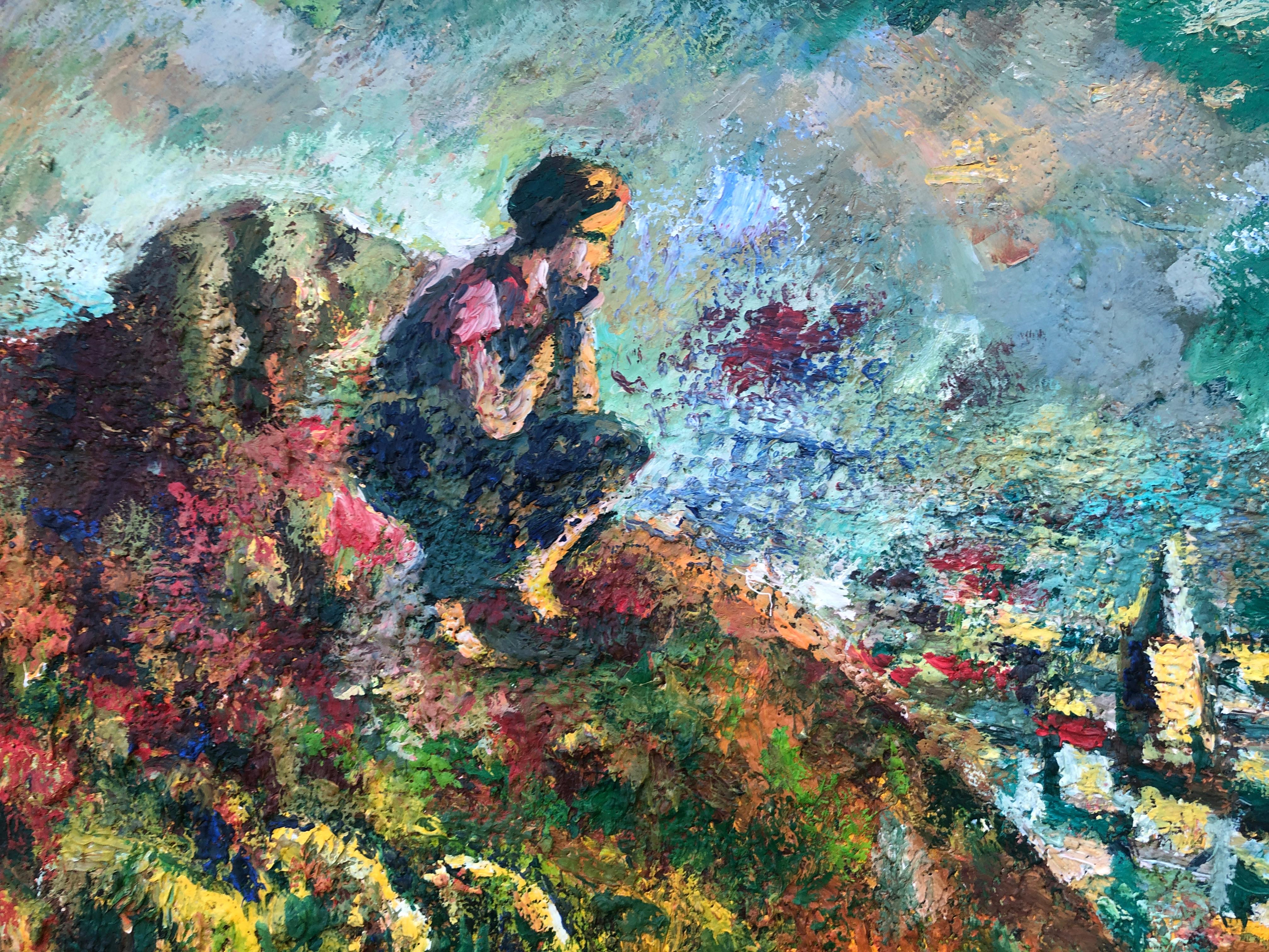 Berger dans les Pyrénées Espagne huile sur toile peinture paysage espagnol Europe en vente 2