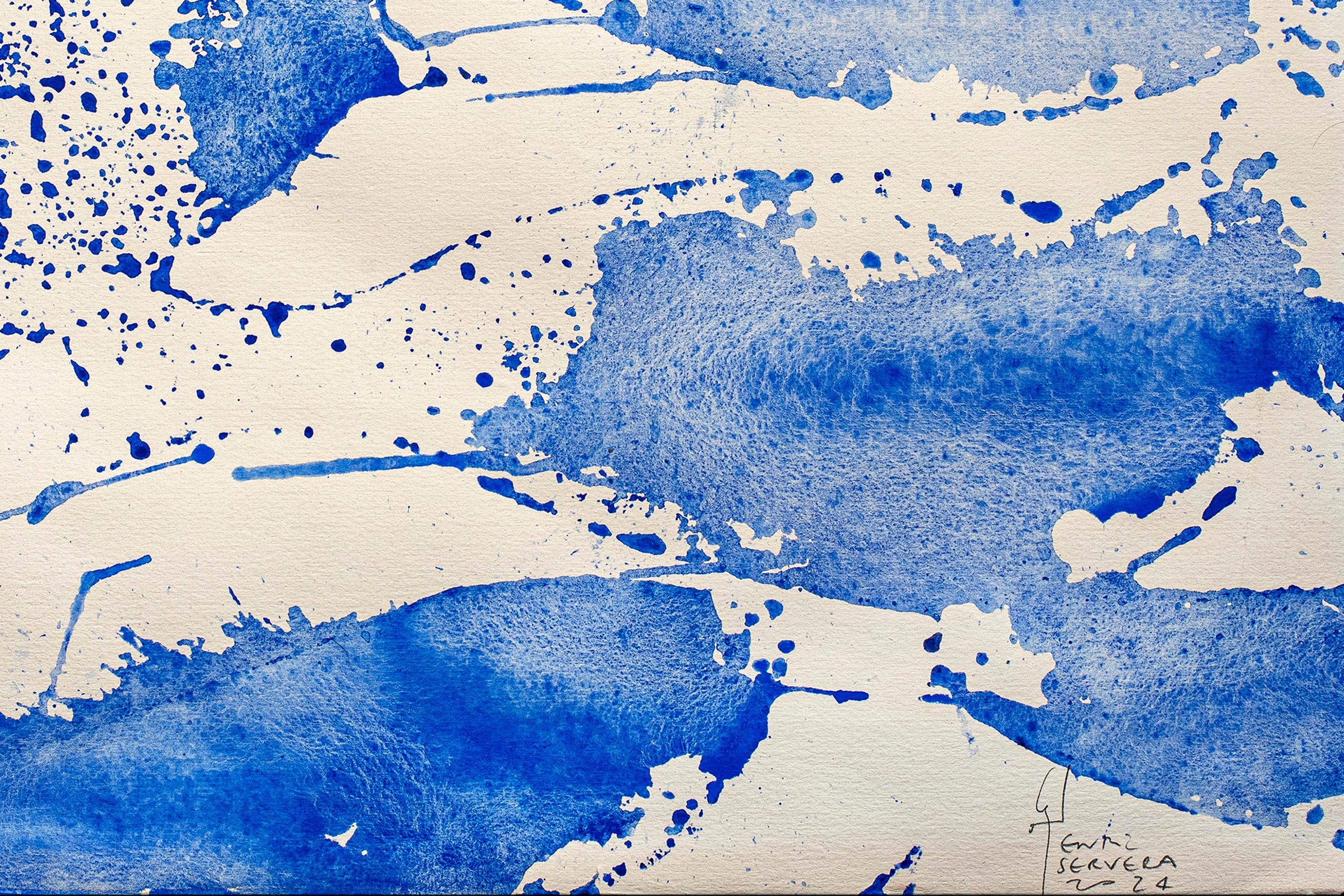 Pesce astratto in bianco e blu, Mediterraneo, paesaggio marino espressionista in vendita 2