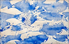 Abstract Blue and White Fish Patterns, Mediterranean, Expressionist Seascape