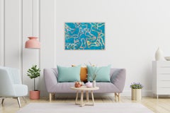 Abstract Patterns of Fish, Blue Tones Seascape Painting on Watercolor Paper 2024