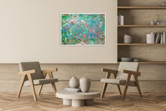 Abstract Patterns of Fish in Pink and Green, Painting on Watercolor Paper 2024