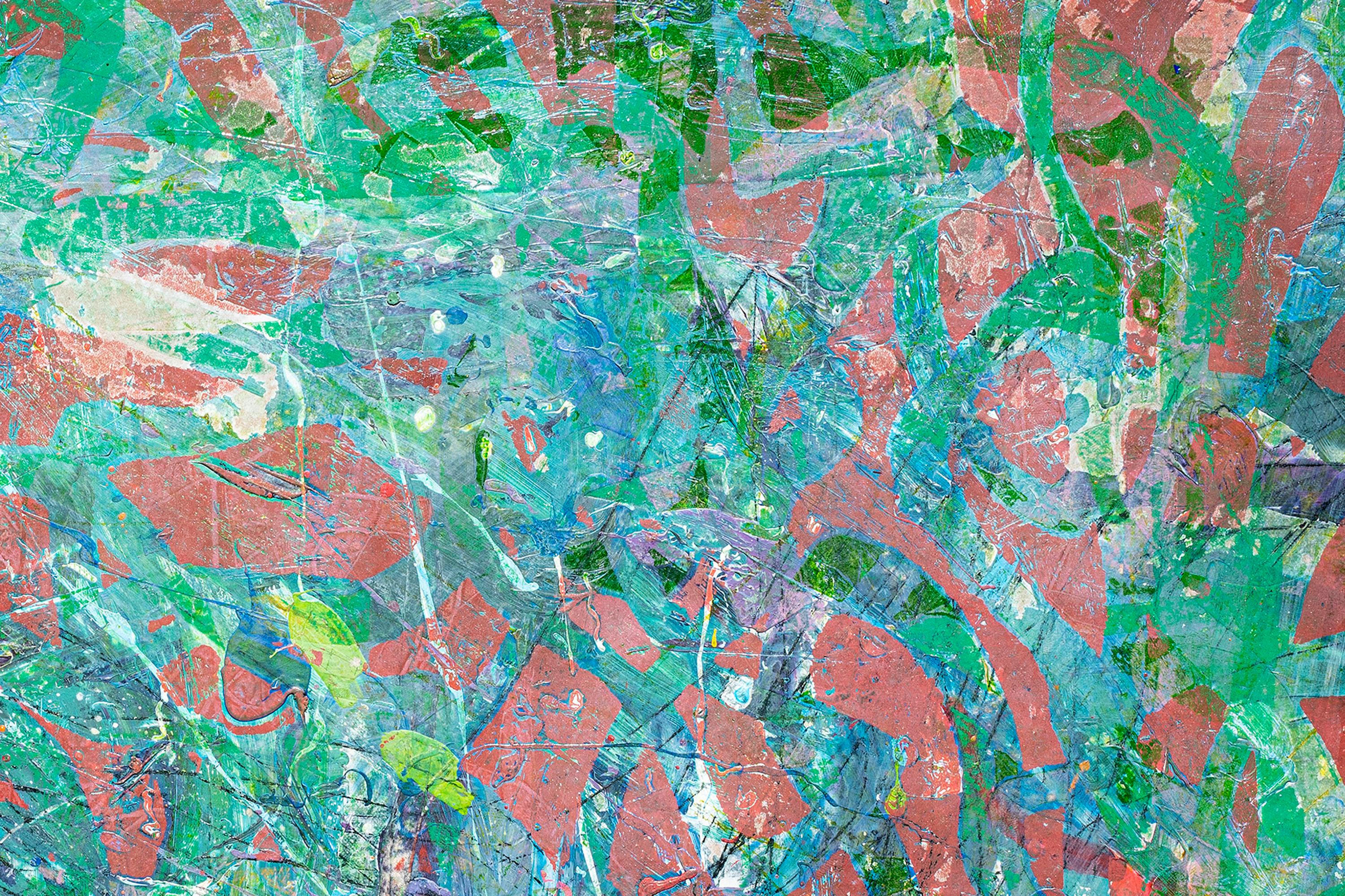 Abstract Patterns of Fish in Pink and Green, Painting on Watercolor Paper 2024 For Sale 4