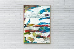 Zwischen den Tiefen, strukturierte abstrakte maritime, küstennahe Schichten Mischtechnik, Papier