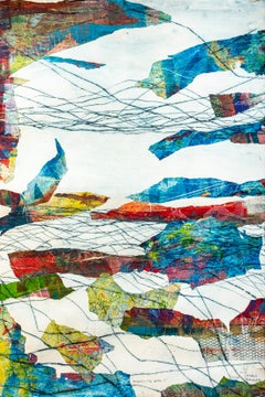 Zwischen den Tiefen, strukturierte abstrakte maritime, küstennahe Schichten Mischtechnik, Papier