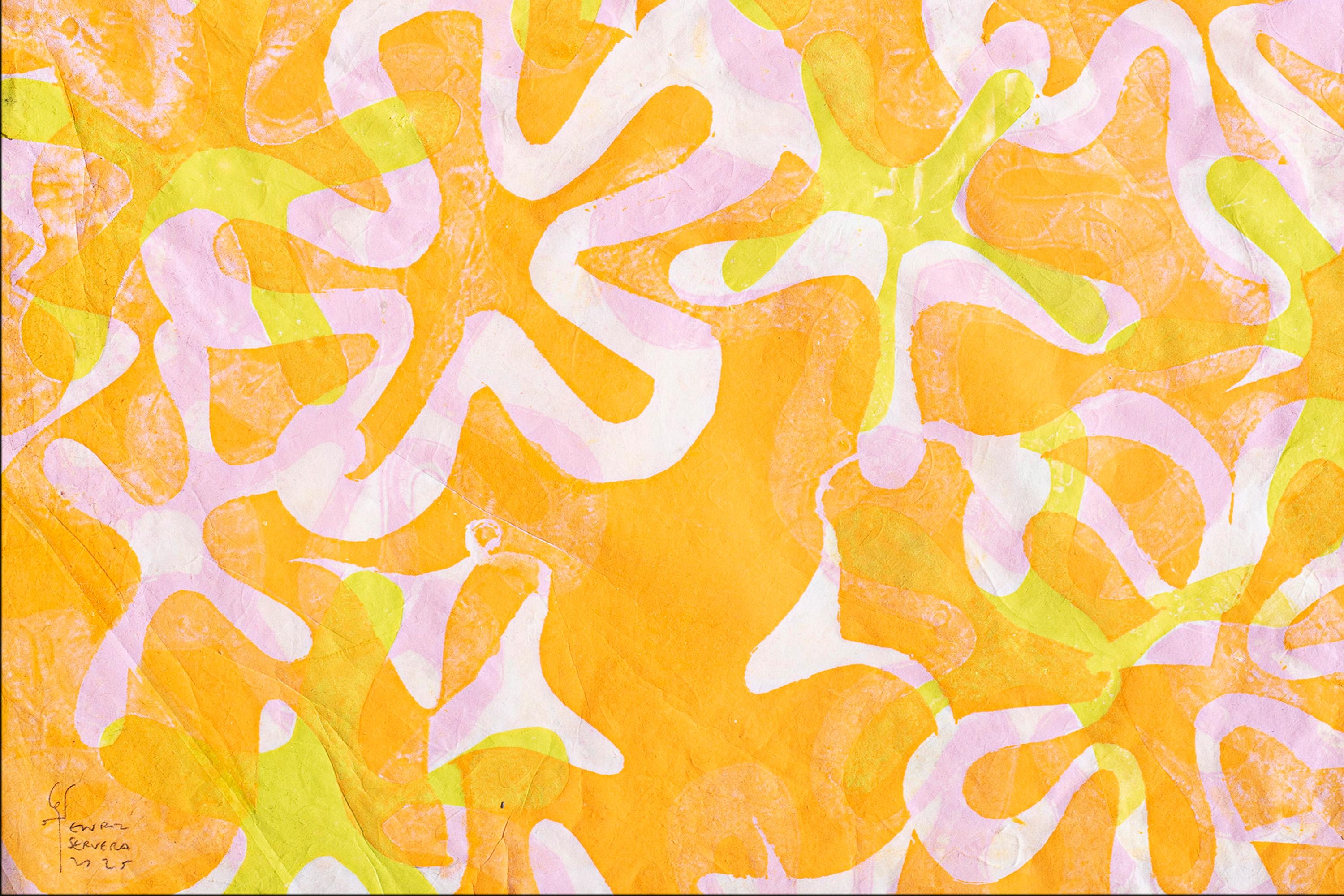 Diptyque Blossom, monogravure sur papier japonais, motifs de fleurs aux tons pastel 2025 en vente 4
