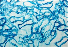 Blu dei blu, forme astratte di pesce su carta, sovrapposizione di forme, Mediterraneo