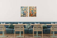 Gold and Silver Sea, Abstract vs Figurative Diptych, Modern Seascape, Patterns