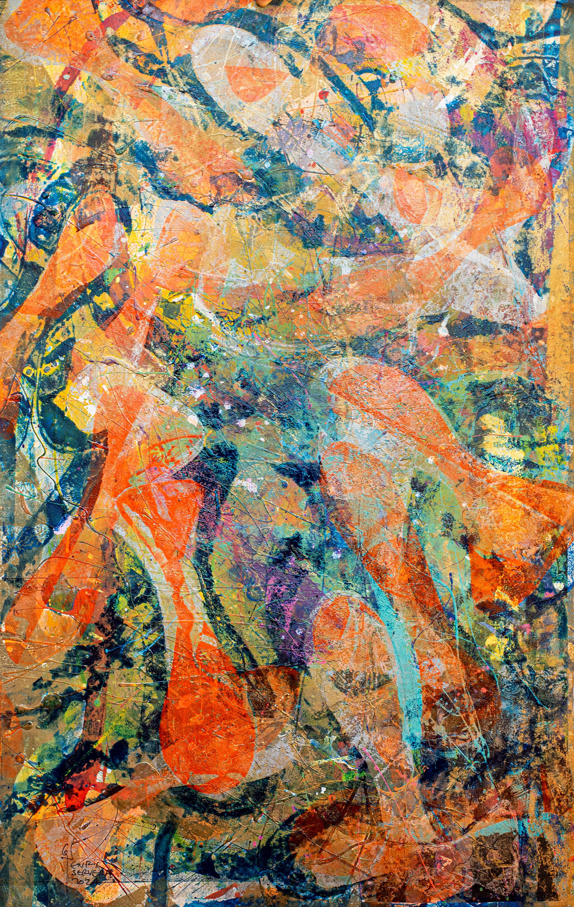 Gold and Silver Sea, Abstract vs Figurative Diptych, Modern Seascape, Patterns For Sale 1