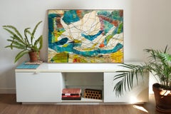 Indefinite Seascape, Textured Abstract Marine, Layered Mixed Media on Paper