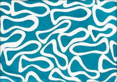 Joyous Turquoise Sea, Abstract Fish Patterns, Mediterranean Seascape on Paper