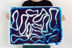 Marina Abismal, Mixed Media Painting, Blue Tones, Mediterranean Fish Patterns