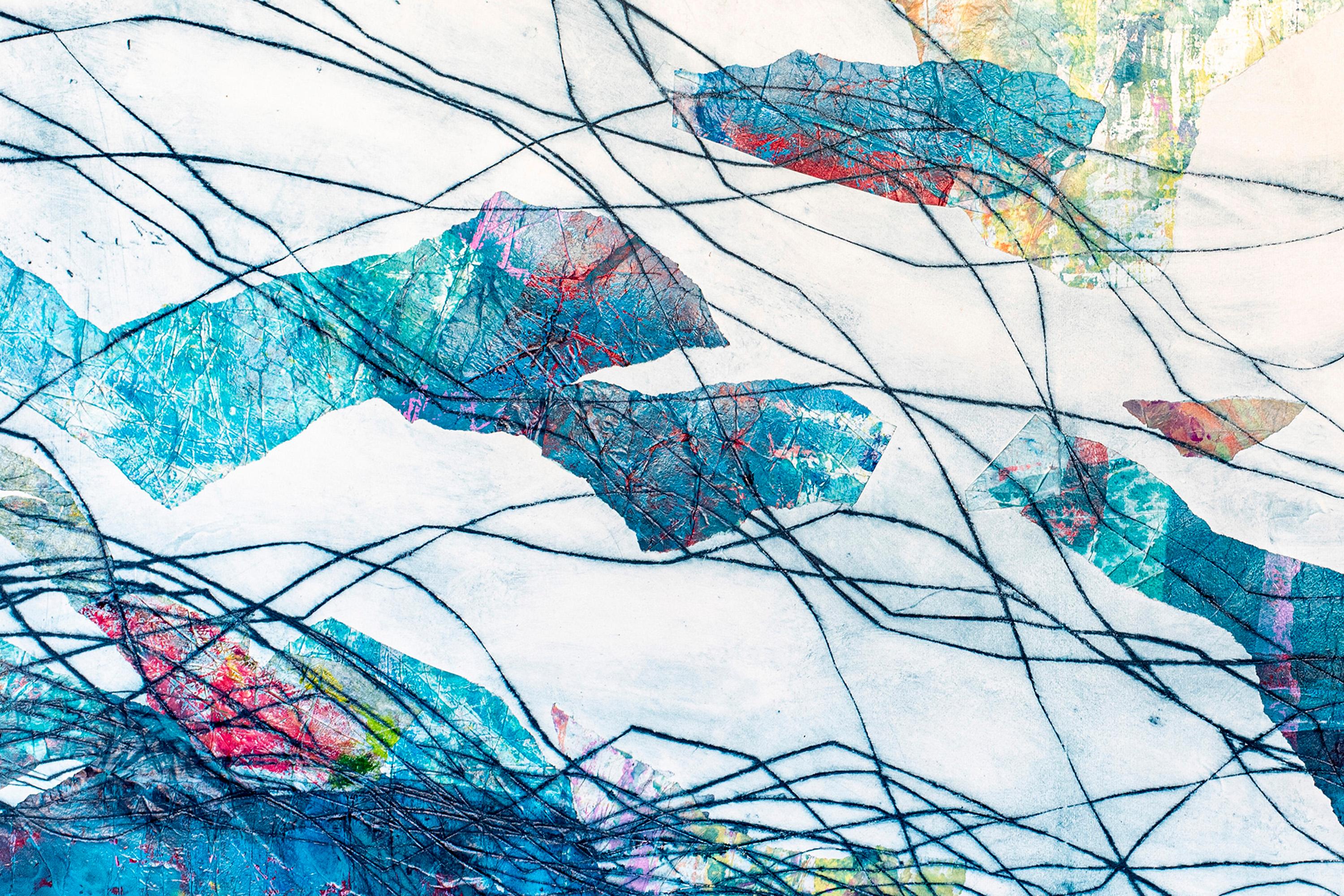 Marine Spectrum, Mixed Media Seascape, Art Brut Style on Paper, Light Tones For Sale 3