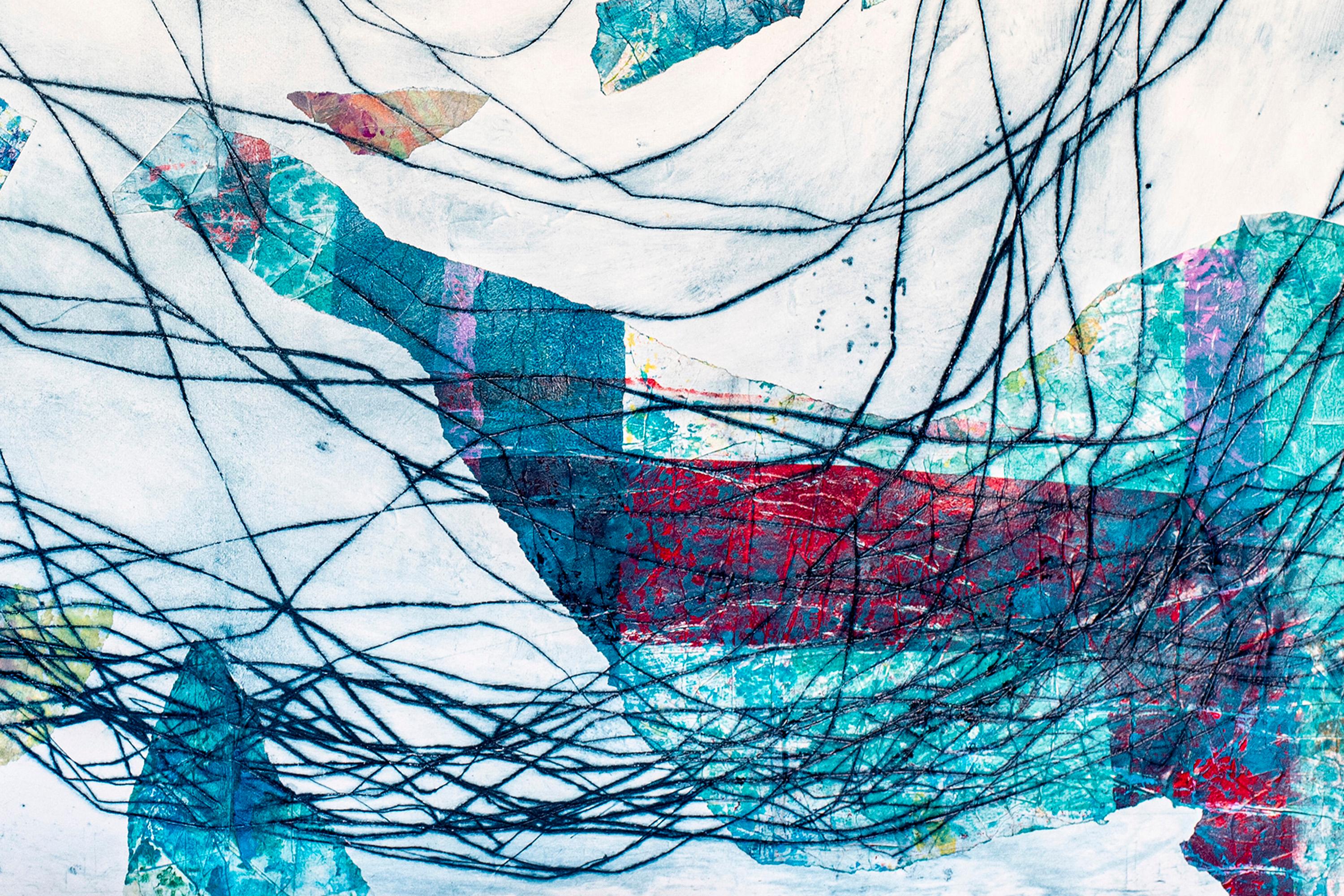 Marine Spectrum, Mixed Media Seascape, Art Brut Style on Paper, Light Tones For Sale 4