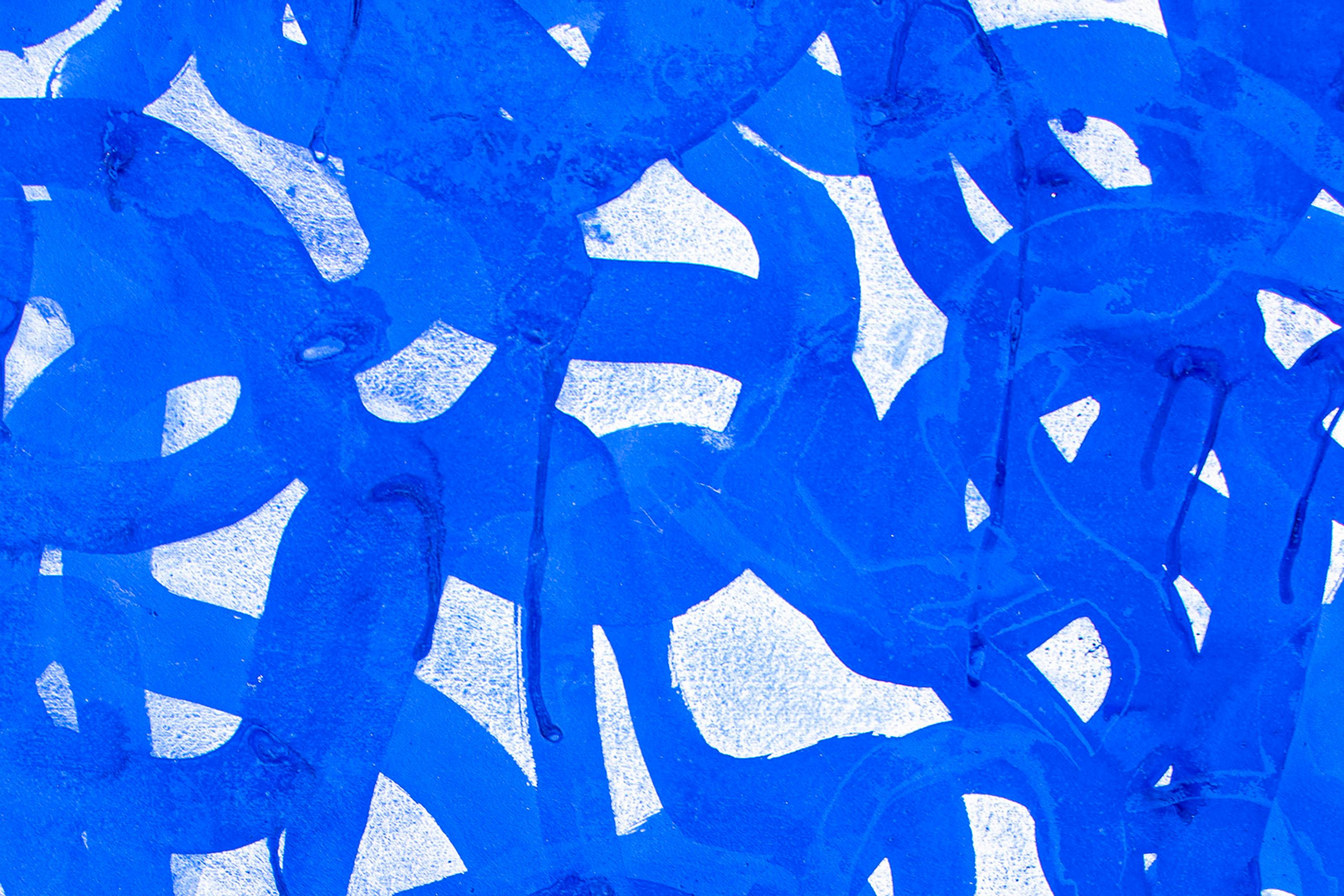 Mediterrani, Blue and White, Abstract Gesture Patters, Acrylic Painting Seascape im Angebot 4