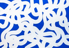 Mediterrani XV, Nautical Abstract Painting, Blue Tones Gestures, Acrylic, Paper