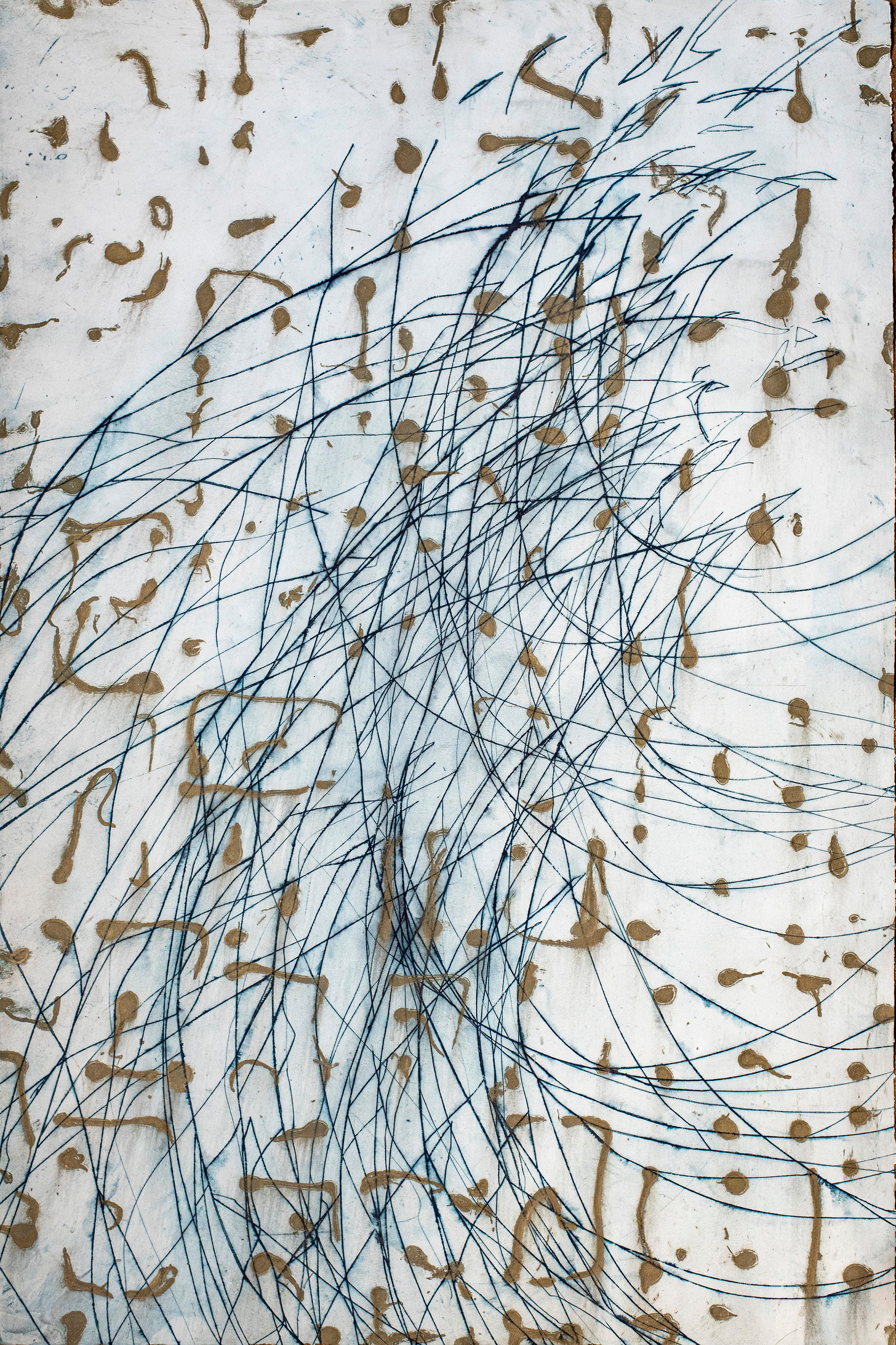 Messages in Salty Drops, Contemporary Marina, Gray Tones, Art Brut Style, 2026