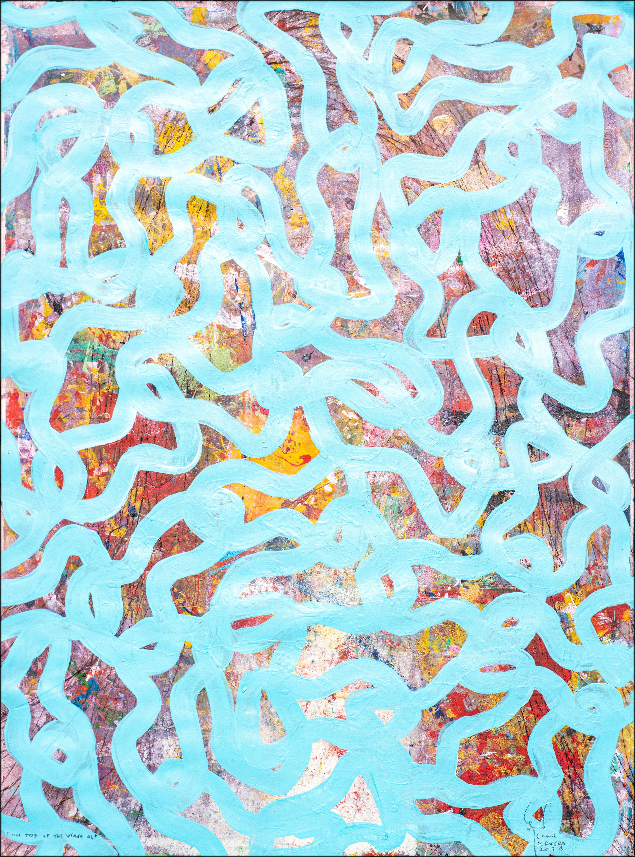 On Top of the Wave, Turquoise Fish Drawing Patterns, Subtle Background Seascape