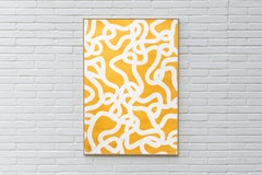 Salat, Gelb und Weiß, abstrakte Fischmuster, moderne Meereslandschaft auf Papier, 2025