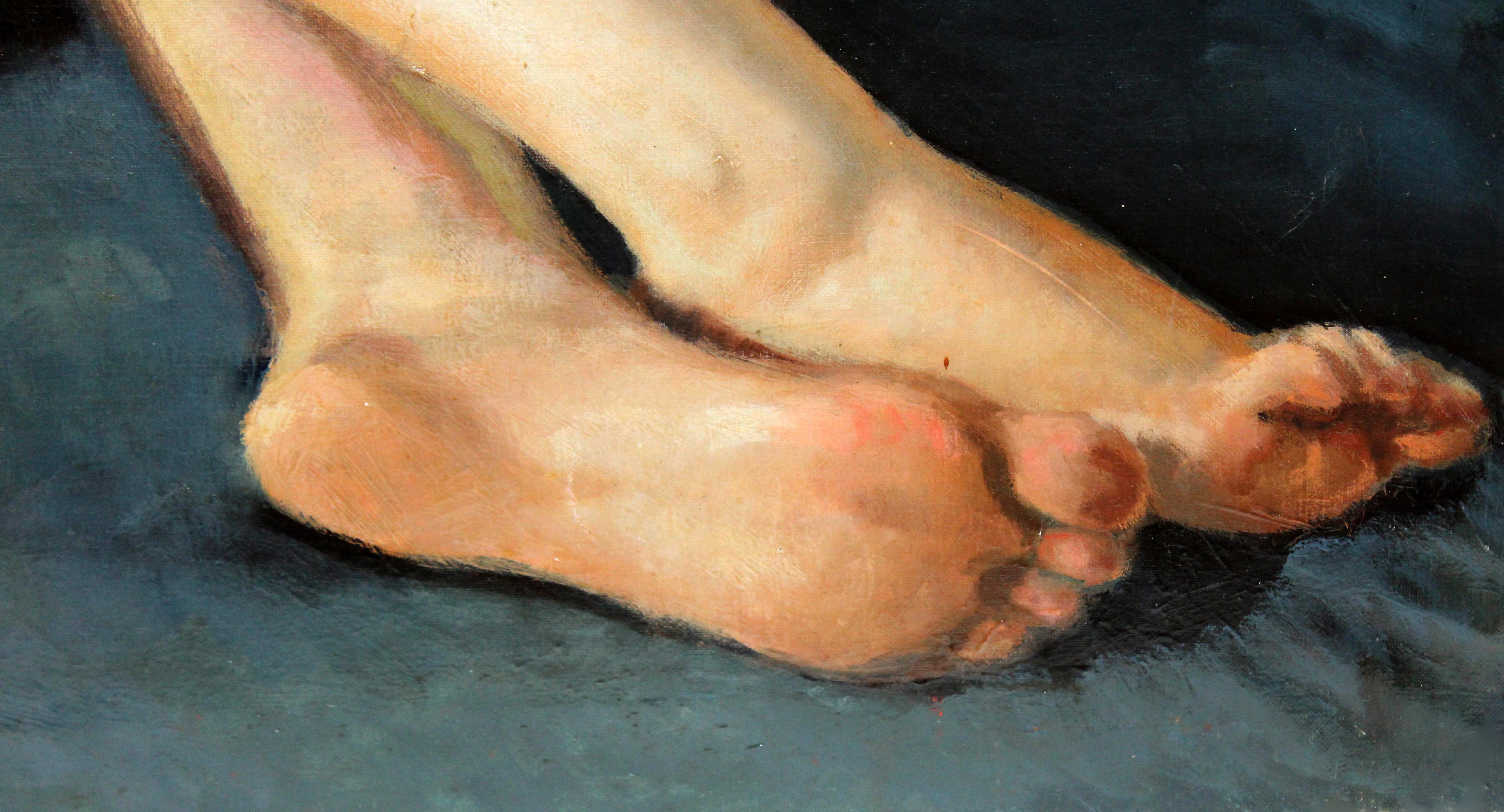 Desnudo femenino - Óleo sobre tela im Angebot 6