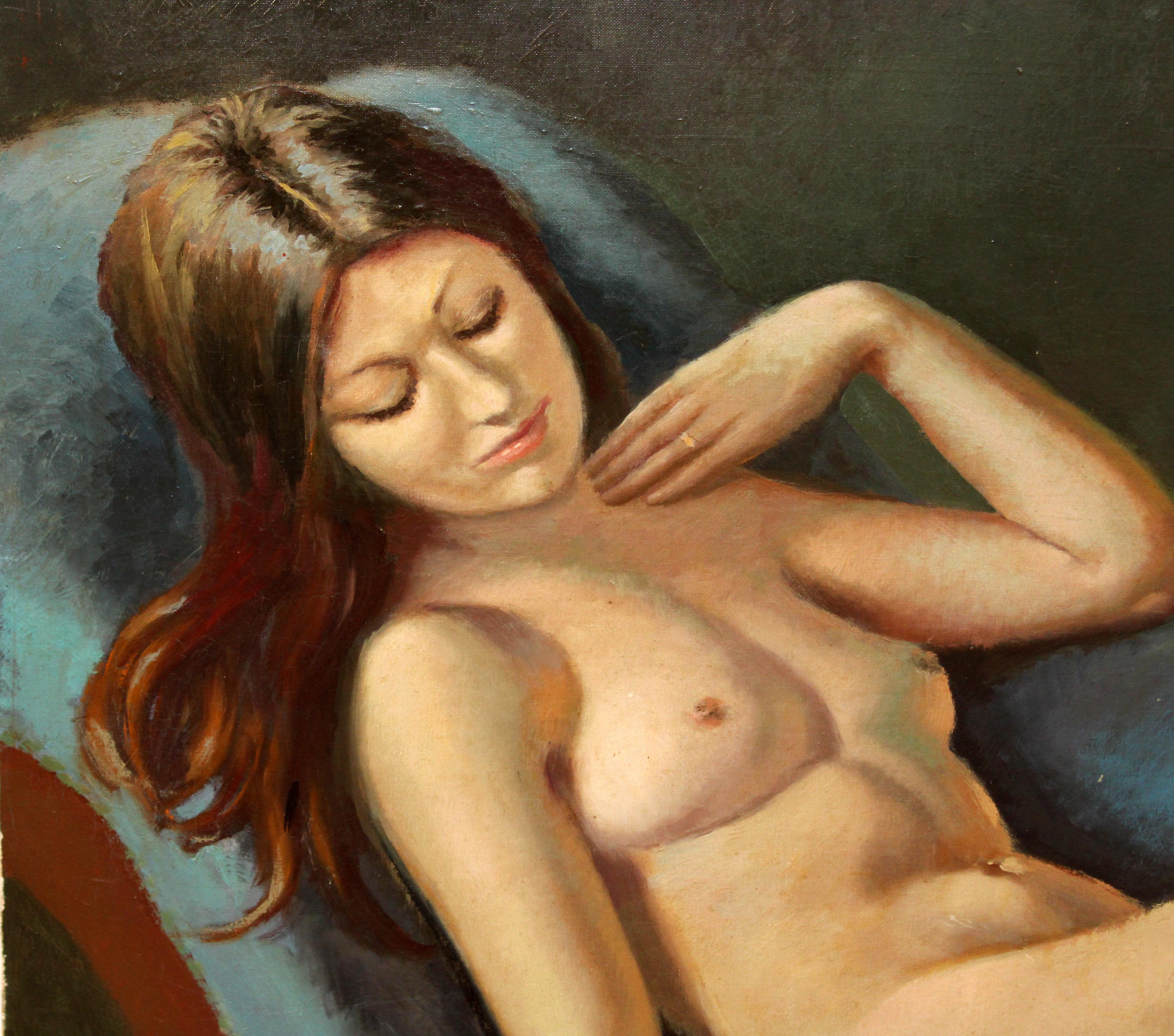 Desnudo femenino - Óleo sobre tela (Schwarz), Nude Painting, von Enric Trapero Ballestero