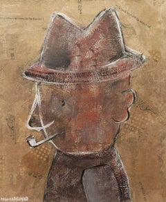 Pipe et Chapeau - Mixed Media, Acrylic, Human Figures, collage
