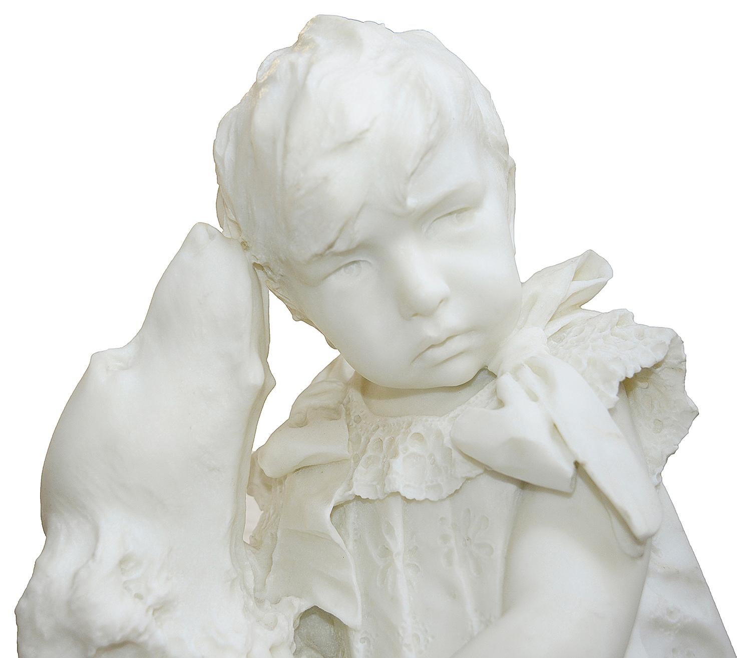 boy and dog statue