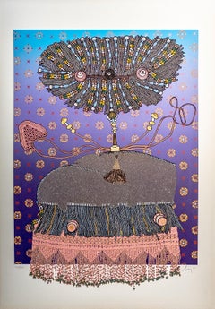 Enrico Baj (1924–2003) – Técnica mixta en color con collage y purpurina – 1975