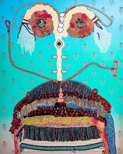 Enrico Baj (1924–2003) – Farbige Mischtechnik mit Collage auf Papier – 1975