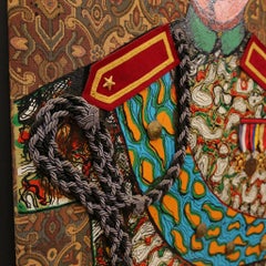 Enrico Baj ( 1924 – 2003 ) –Mixed media with passamentrie and collage on brocade