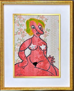 Enrico Baj (1924–2003) - Petit nu - Etching mixed media with collage - 1970