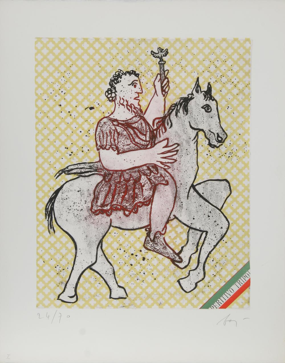 Caio Giulio Cesare Ottaviano Augusto, acquatinta dadaista di Enrico Baj