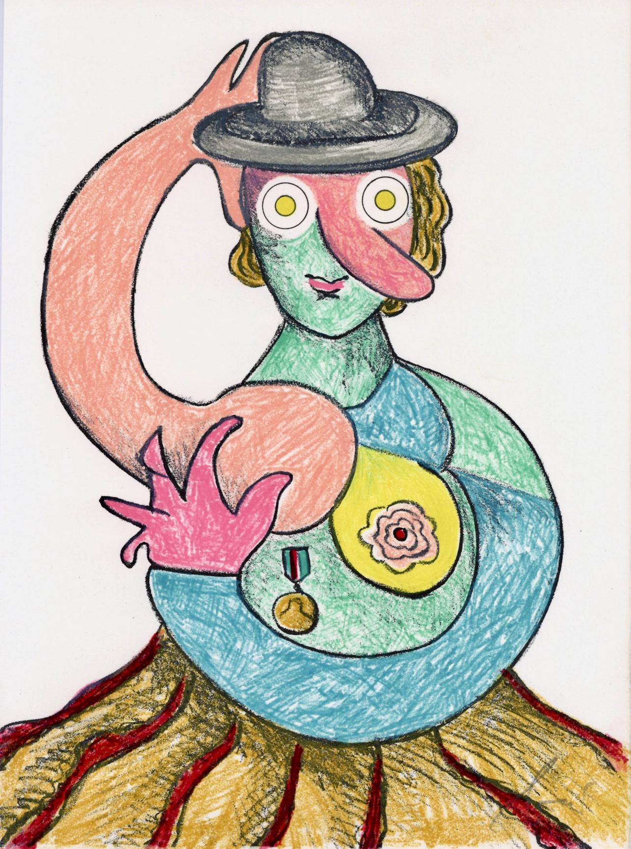 Lithograph on vélin de Rives paper. Inscription: hand signed and unnumbered, as issued. Good condition. Notes: From the folio, Variations sur l'imaginaire, 1972. Published by Philippe Lebaud, Éditeur, Paris; printed by ateliers de René Guillard,