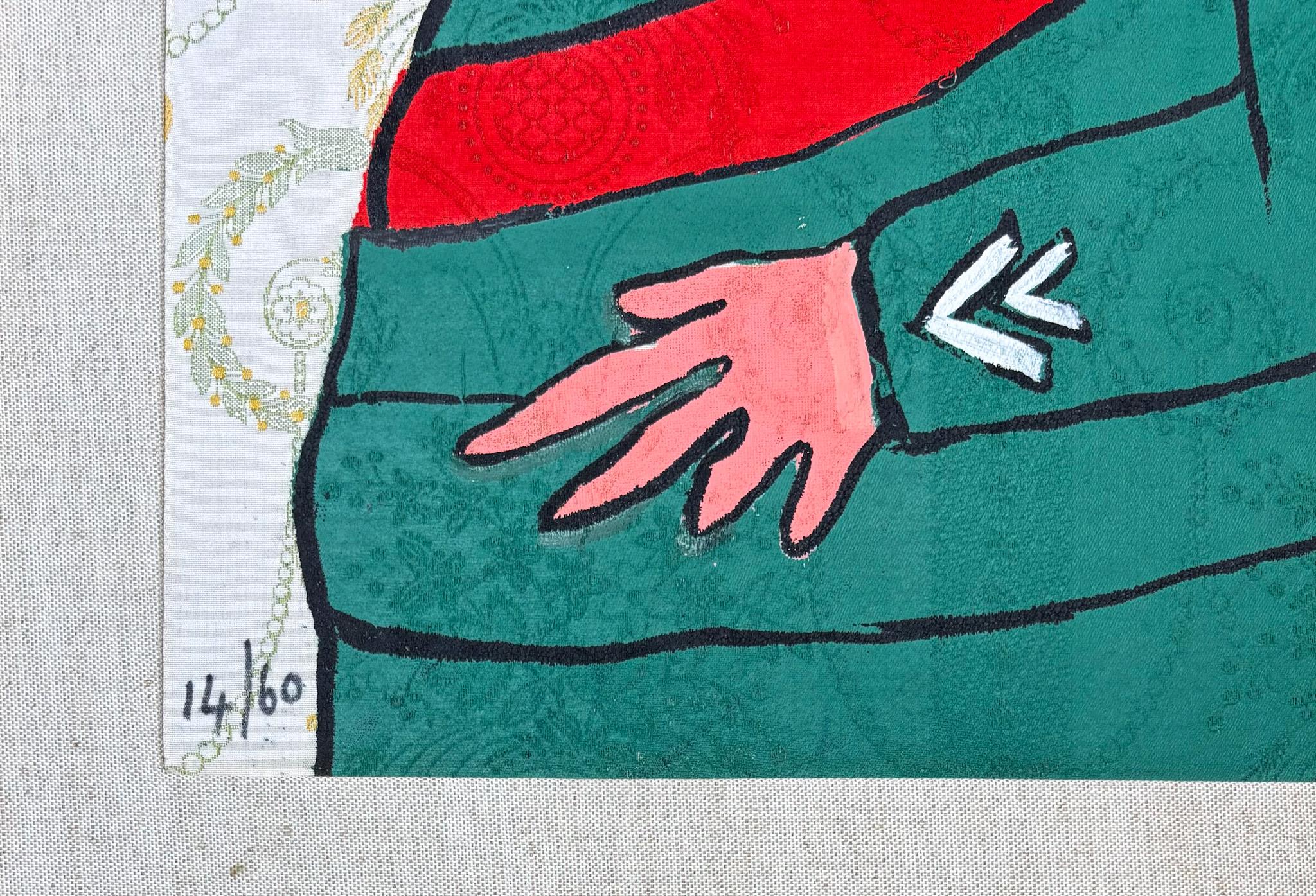 Enrico Baj (1924-2003) - Caporal - Farbradierung und Collage auf Brokat - 1972 im Angebot 6