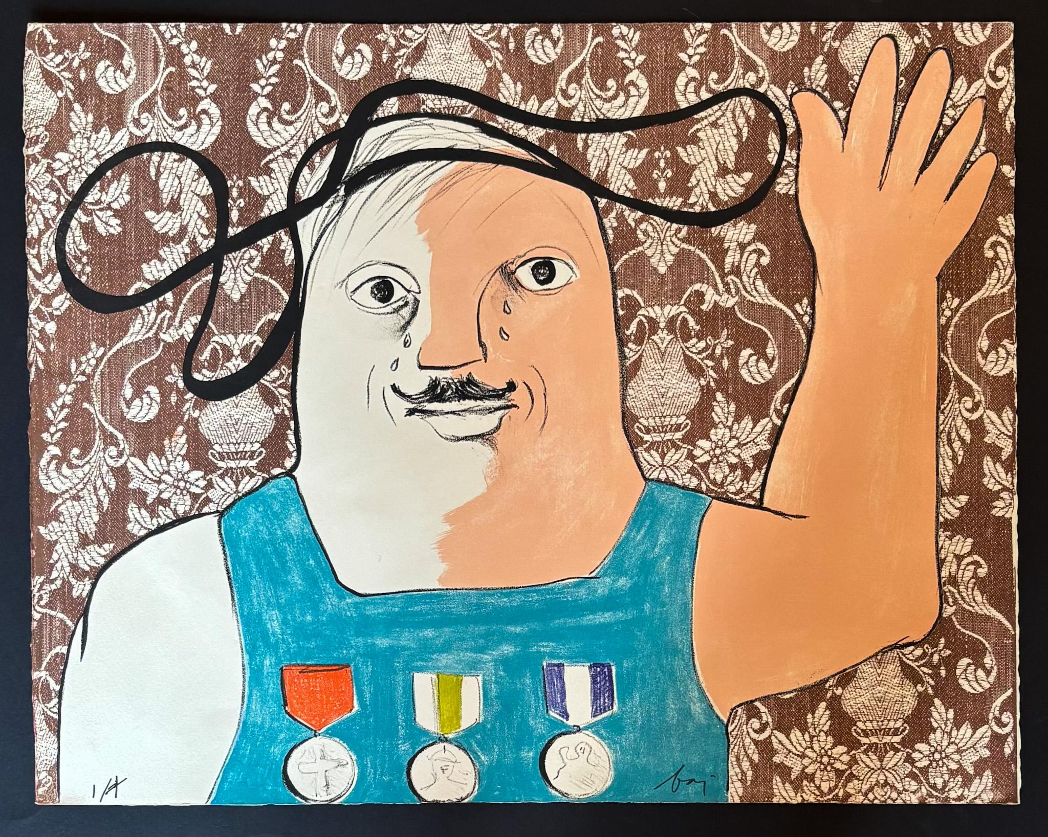 Enrico Baj (1924–2003) – Guillaume de Gouffier– Color lithograph on paper – 1965 For Sale 1