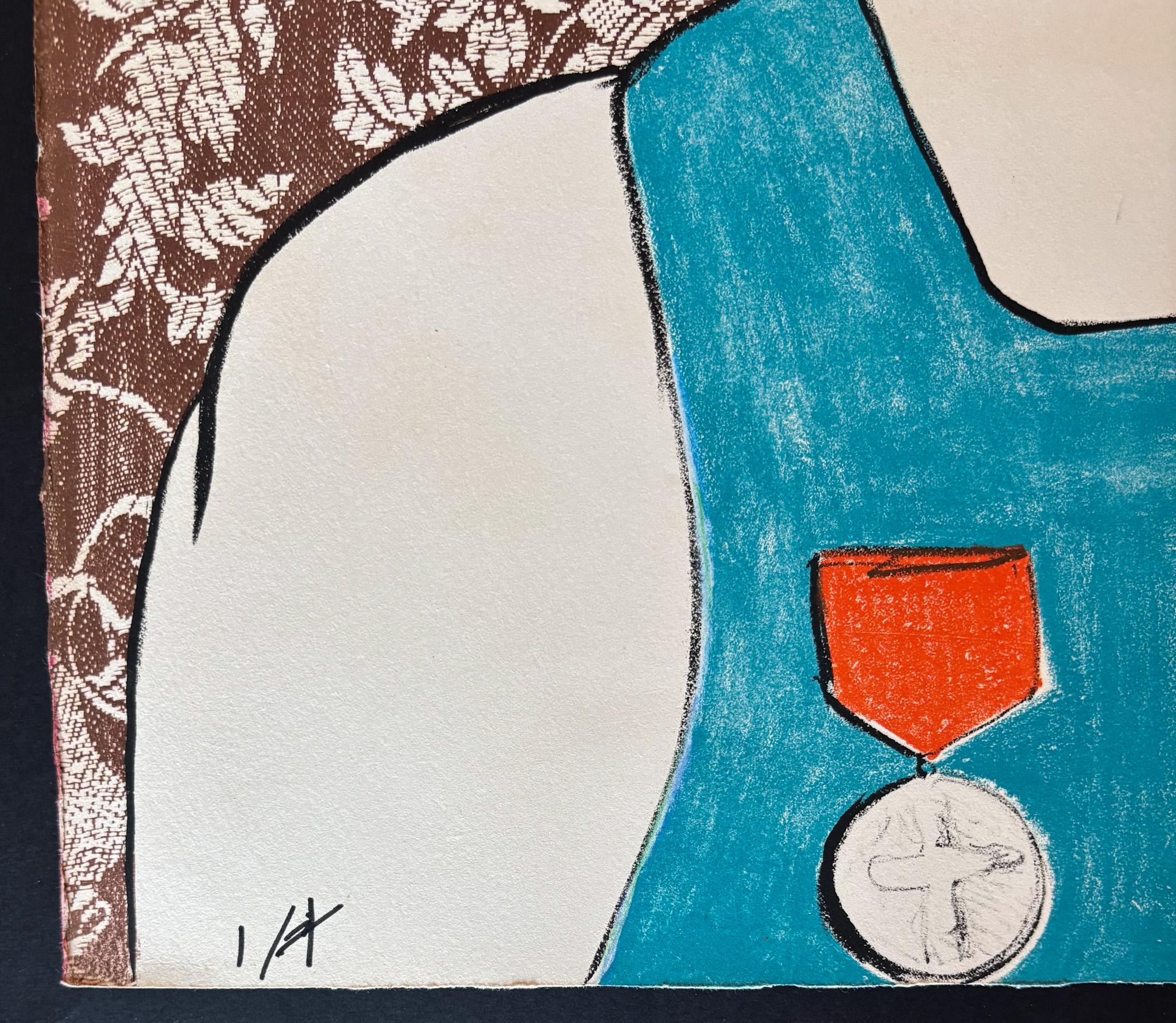Enrico Baj (1924–2003) – Guillaume de Gouffier– Color lithograph on paper – 1965 For Sale 2