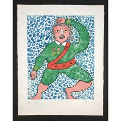 Enrico Baj - Generale Danzante - Color etching and collage on paper - 1976