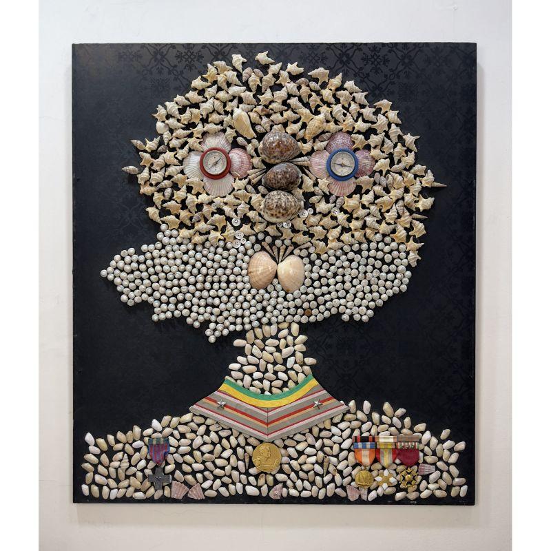 Enrico Baj ( 1924 -  2003 ) - Horatius Nelson Duke of Bronte - Mixed media, 1972

Additional information:
Material: Assemblage of shells, buttons, medals, compasses on silk applied on wood
Edited in 1972
Limited edition in 80 exemplars, of which 40