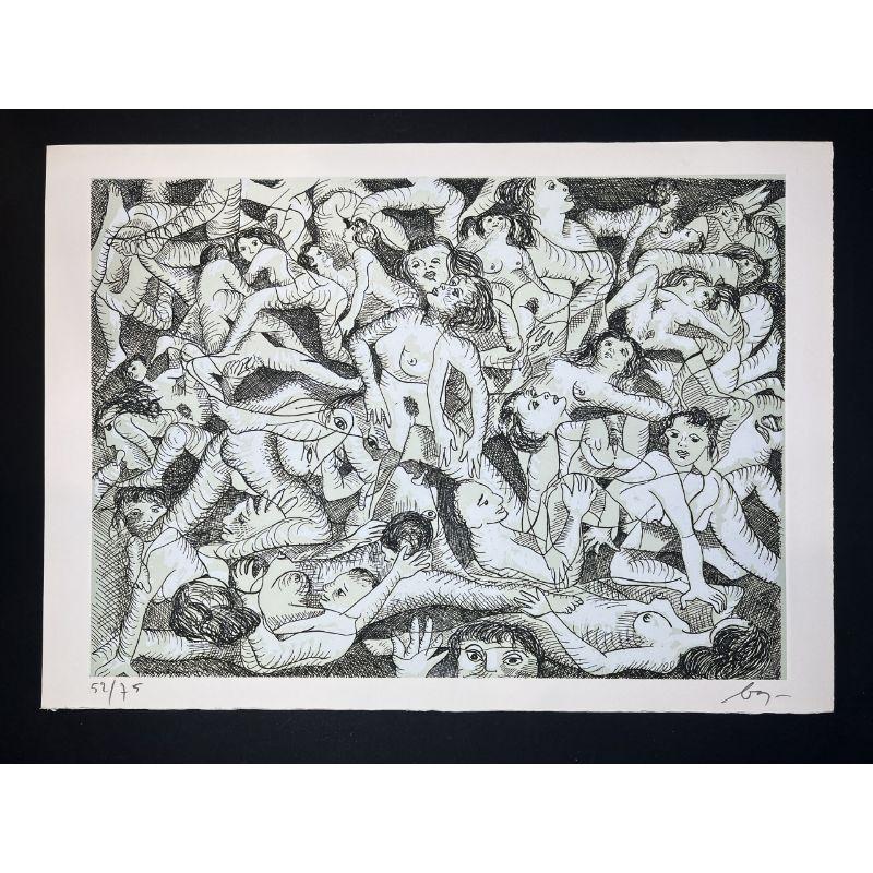 Enrico Baj - Sade in Italy - Folder Containing 8 Erotic Etchings, 1976 For Sale 2