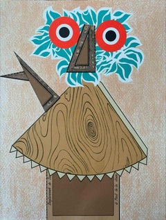 Hibou - Lithographie d'Enrico Baj - 1975