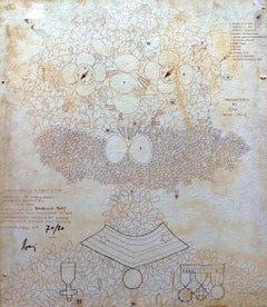 Horatius Nelson, Duke of Brontë. Collage sea shells, medals, brocade, compasses.