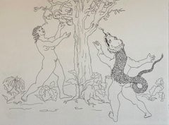 Italian Surrealist Aquatint Etching Enrico Baj Pop Art Nude Mod Cherubs Angels