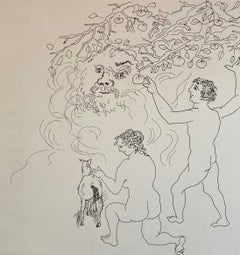 Italian Surrealist Aquatint Etching Enrico Baj Pop Art Nude Mod Cherubs Angels