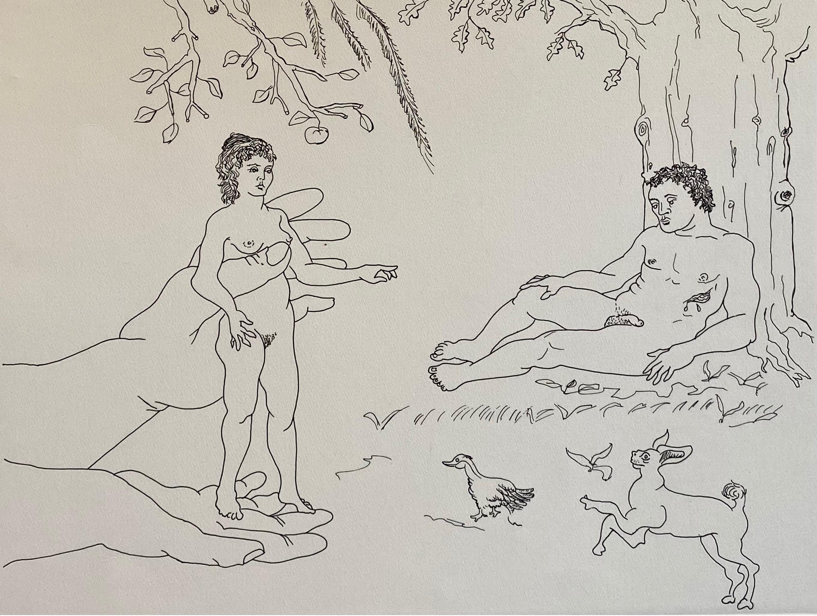 Italian Surrealist Aquatint Etching Enrico Baj Pop Art Nude Mod Cherubs Angels For Sale 1
