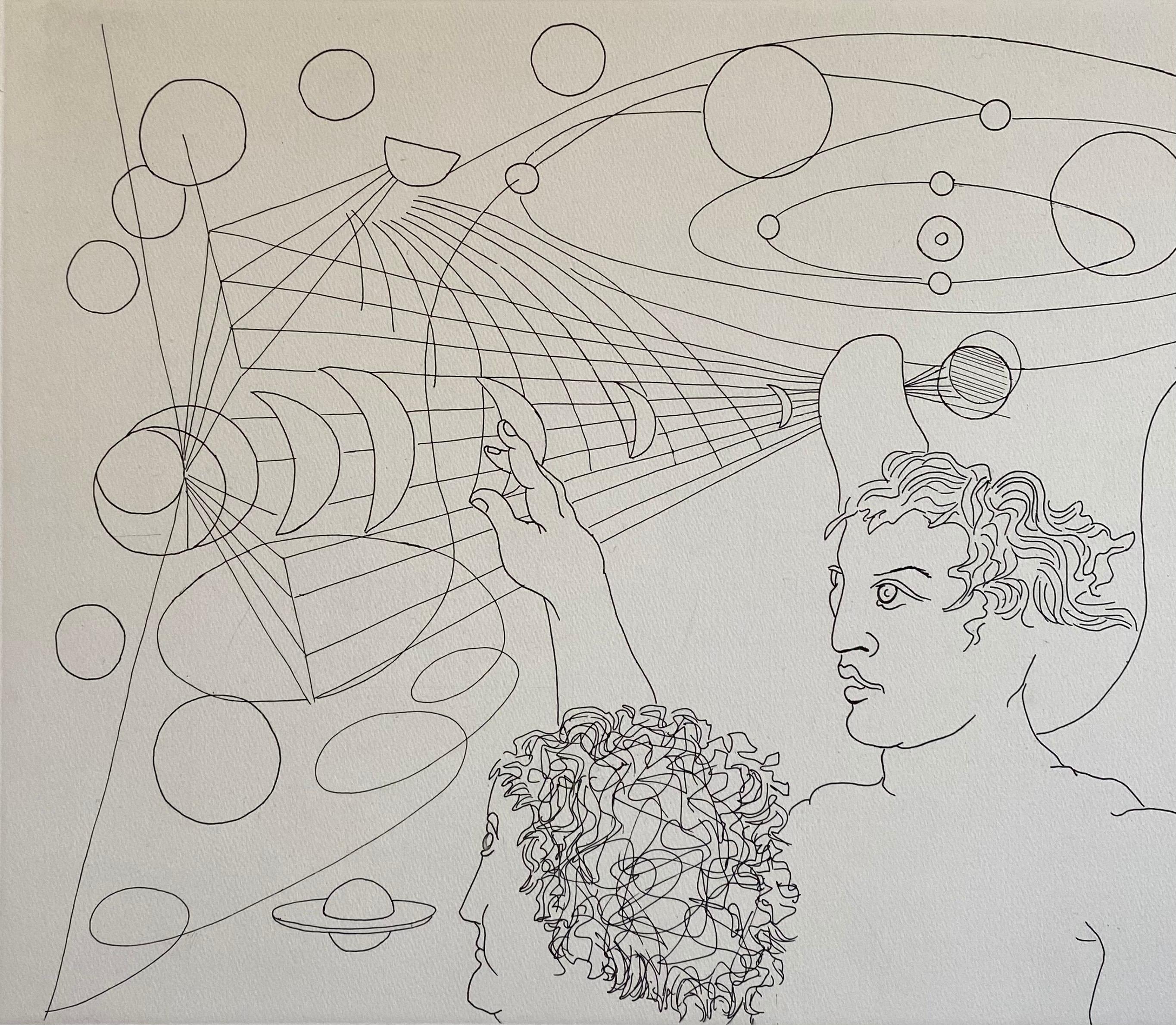 Italian Surrealist Aquatint Etching Enrico Baj Pop Art Nude Mod Cherubs Angels For Sale 1