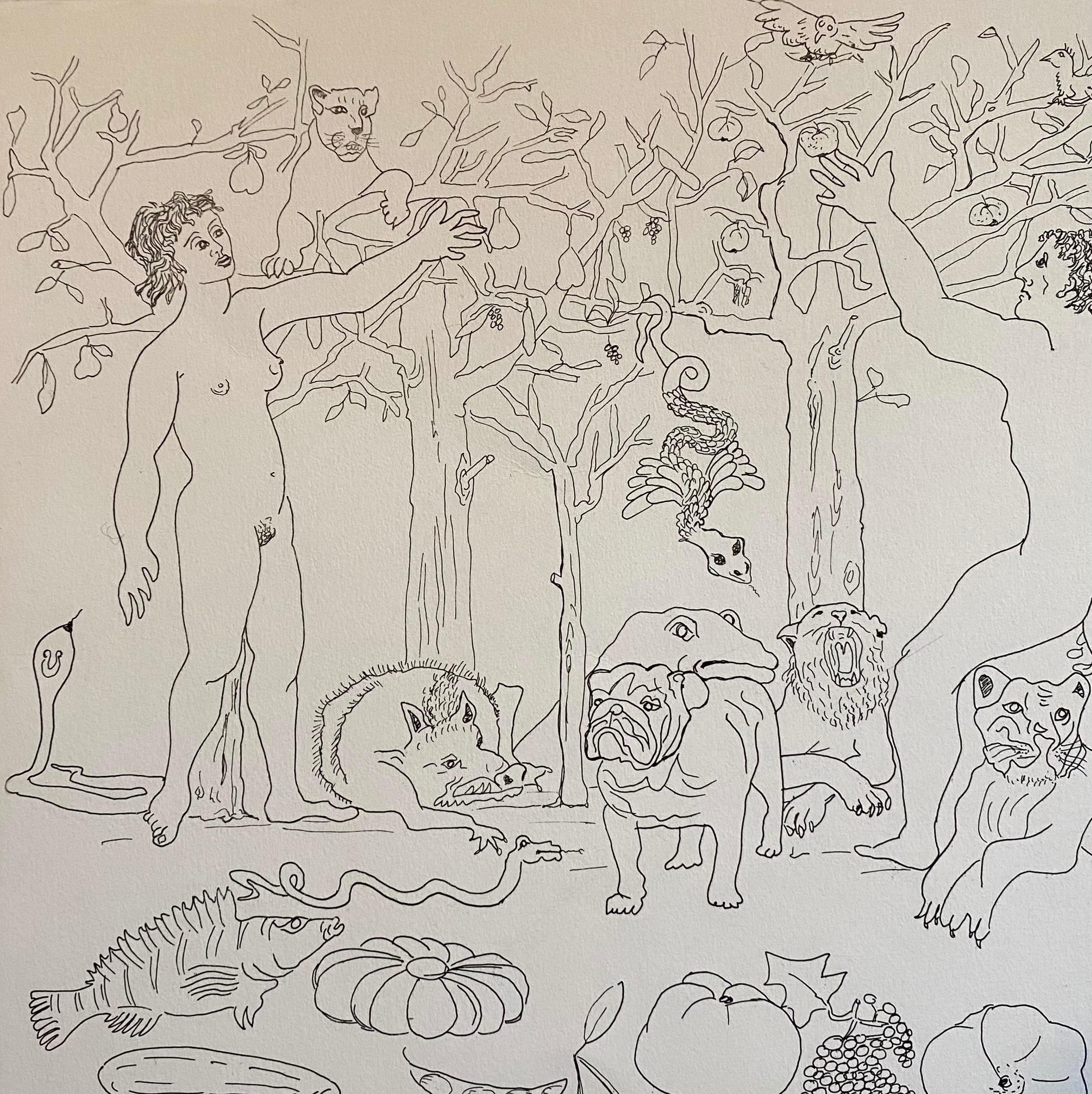 Italian Surrealist Aquatint Etching Enrico Baj Pop Art Nude Mod Cherubs Angels For Sale 1